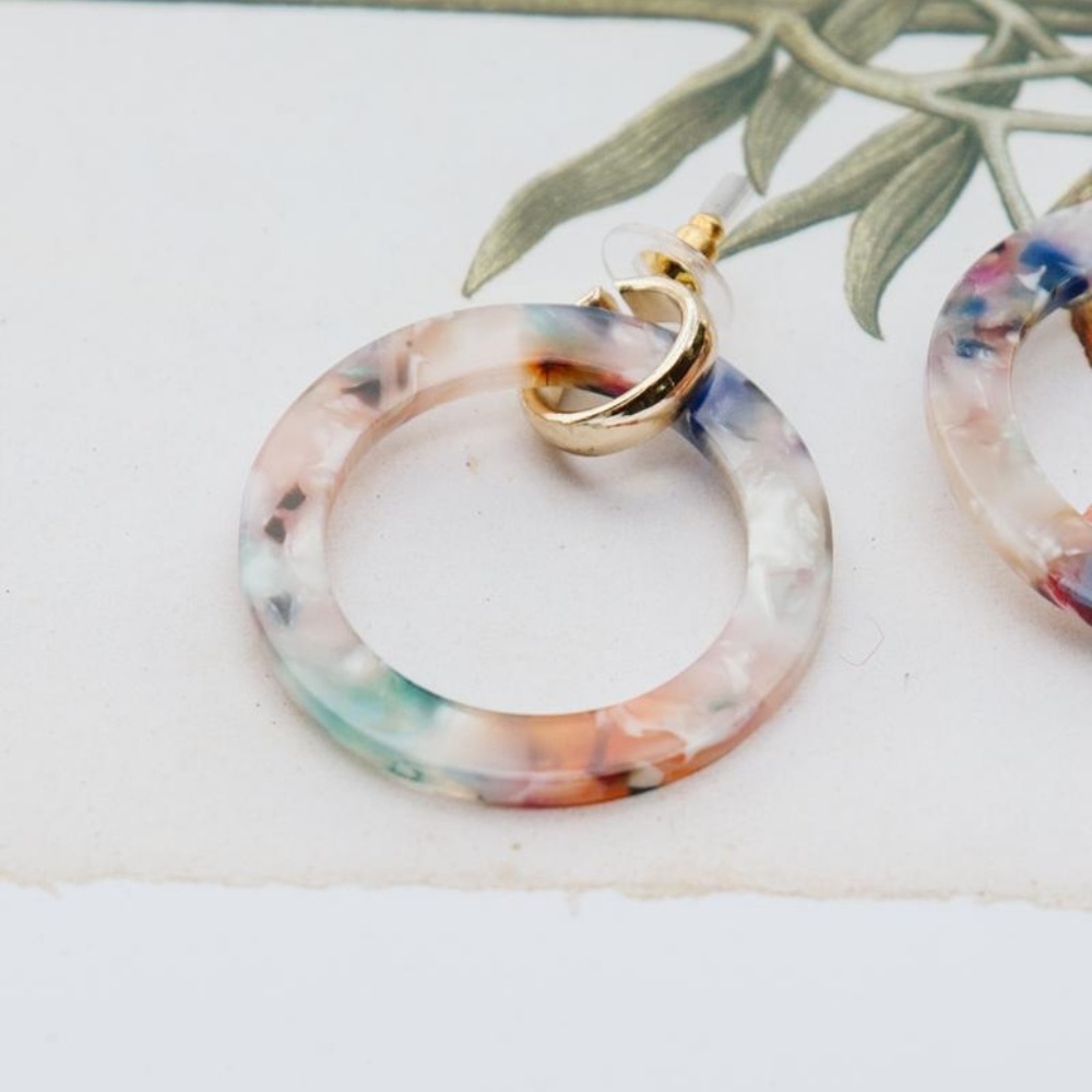 LAST PAIR | Angela Multi-Color Acetate Earrings - Picture 3 of 4